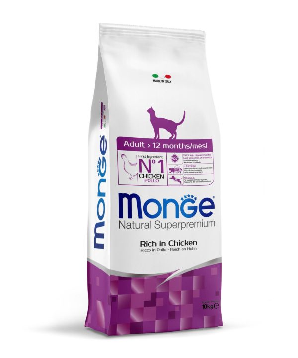 מונג’ | מזון יבש לחתול בוגר – עוף ואורז | 10 ק"ג
