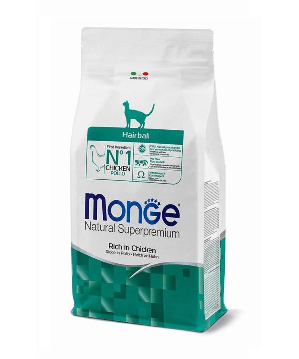 מונג’ | מזון יבש לחתול – היירבול עוף ואורז | 10 ק"ג