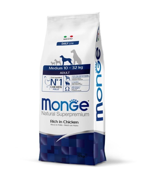 מונג’ | מזון לכלב בוגר מגזע בינוני – עוף | 12 ק”ג