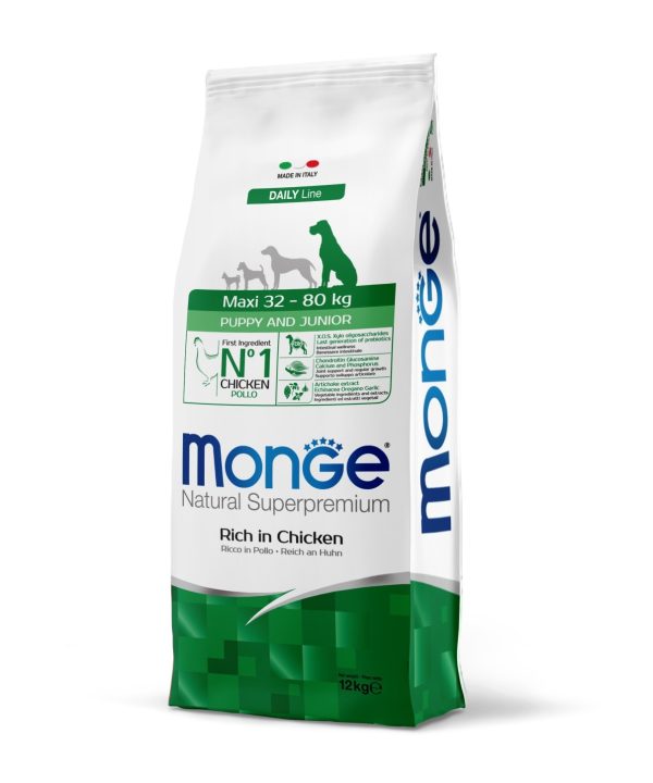 מונג’ | מזון לגורי כלבים מגזע גדול – עוף | 12 ק"ג