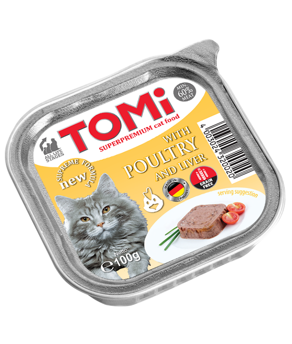 Alternative view of 48 יח' טומי - מעדן עוף וכבד -  פטה לחתול | 100 גר’